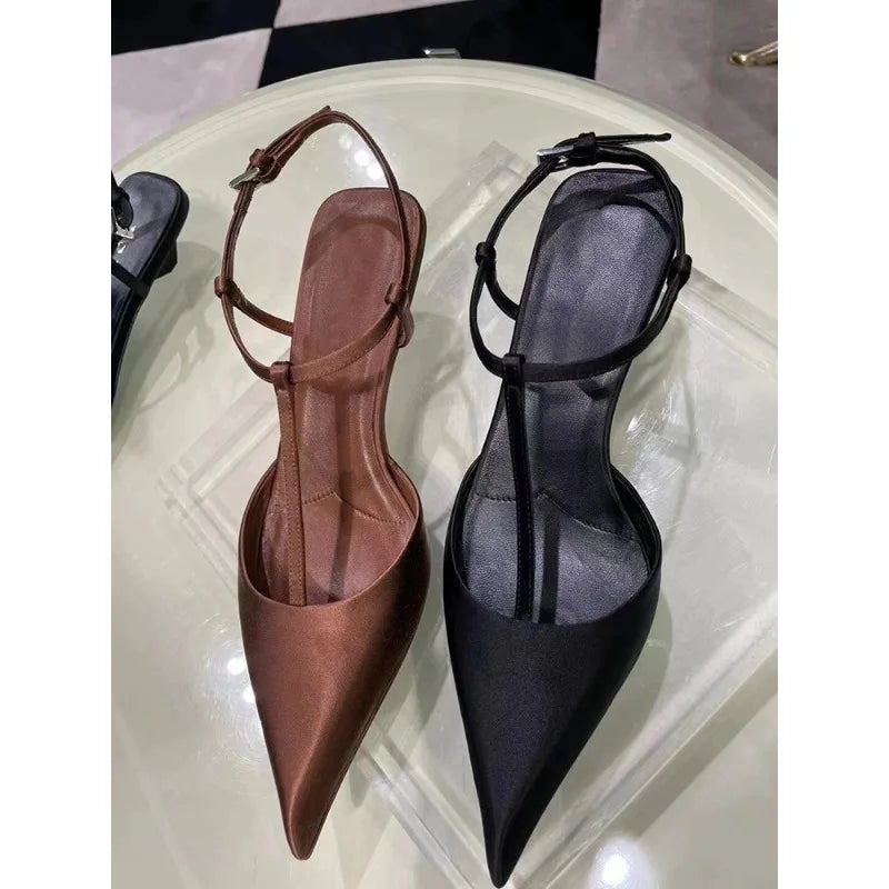 Venusiva Women's Pointed Toe Pumps Comfortable Low Heel Fashion Sandals Trendy Slip-On Large Size Shoes for Various Occasions