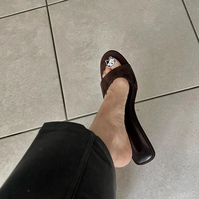Venusiva Women's Elegant Open-Toe Slides Summer Fashion Wedge Heels Ladies Evening Party Slippers Comfortable Pull-On Design