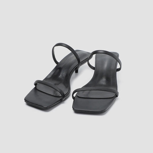 Venusiva Women's Low Heel Slip-On Slippers Fashion Open-Toe Casual Party Shoes Street Style Narrow Band Design Summer Slipper