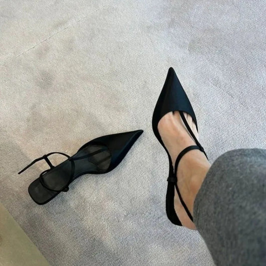 Venusiva Women's Pointed Toe Pumps Comfortable Low Heel Fashion Sandals Trendy Slip-On Large Size Shoes for Various Occasions