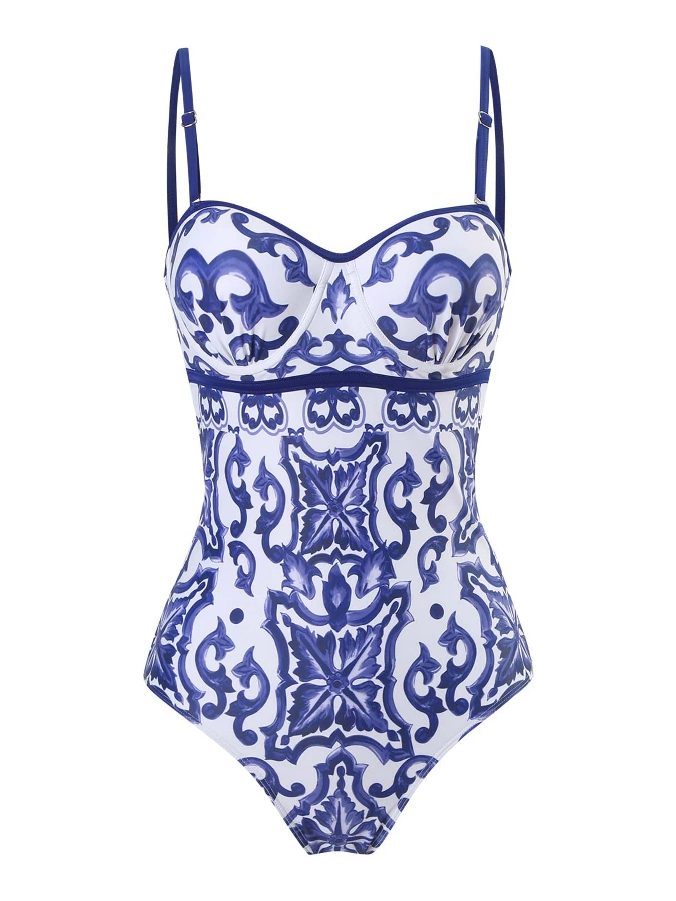Venusiva Vintage Print One Piece Swimsuit Women's Push up Swimwear Beach Cover up Bathing Suit Summer Adjustable Strap