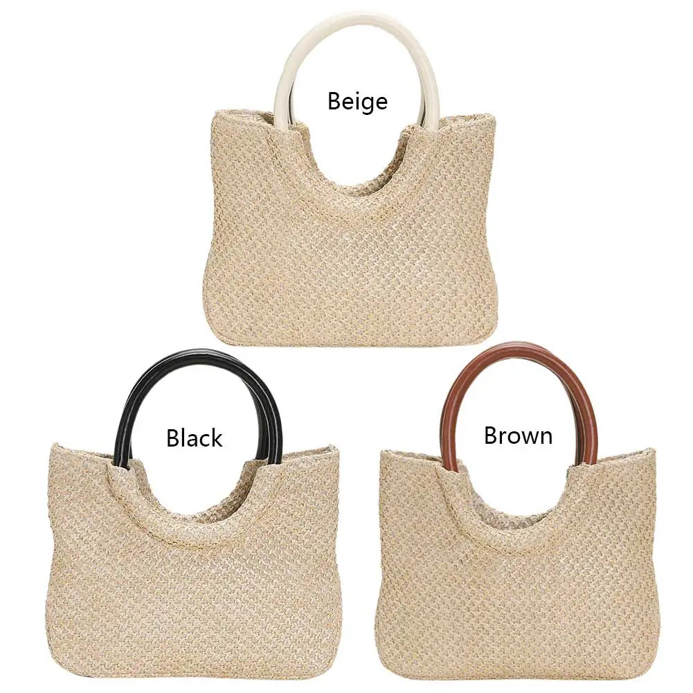 Venusiva Women's Large Capacity Straw Top-Handle Bag Fashion Summer Shopping Tote for Vacation Travel Daily Casual
