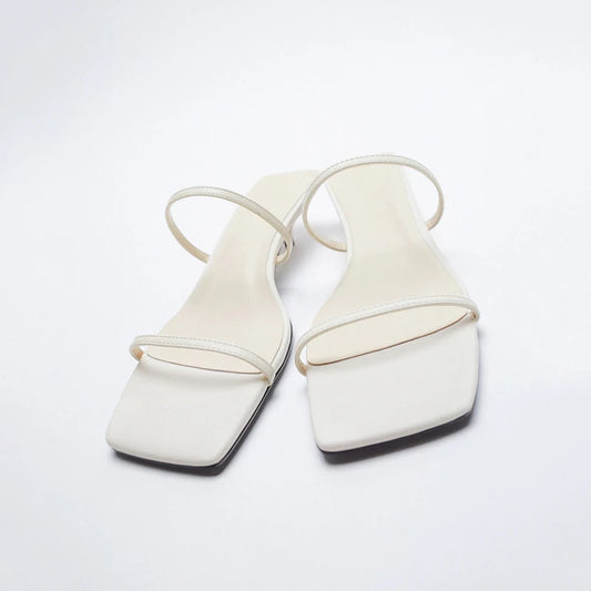 Venusiva Women's Low Heel Slip-On Slippers Fashion Open-Toe Casual Party Shoes Street Style Narrow Band Design Summer Slipper